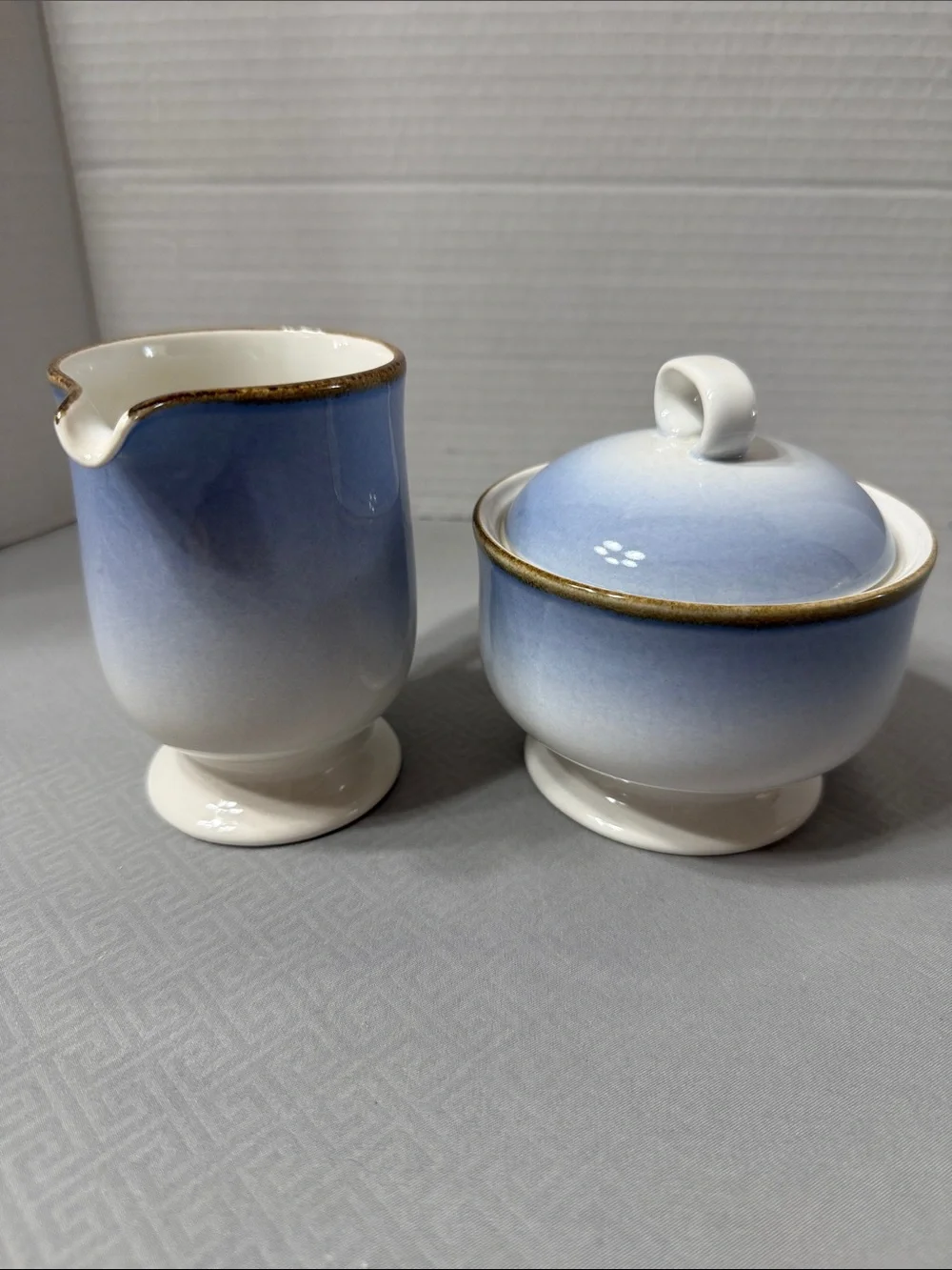 Vtg Mikasa Moon Glow Fashion Tones Lidded Sugar Bowl & Creamer Set DJ 505 Japan